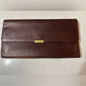 Coach Dark Brown Leather Envelope Clutch